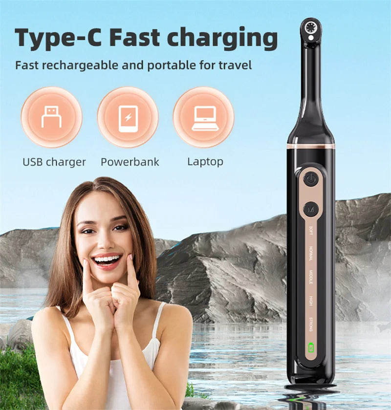 Electric Dental Cleaner & Polisher Set – 5 Heads, Multiple Modes