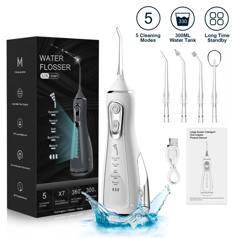 Oral Irrigator Water Flosser – 5-Speed Rechargeable Teeth Cleaner