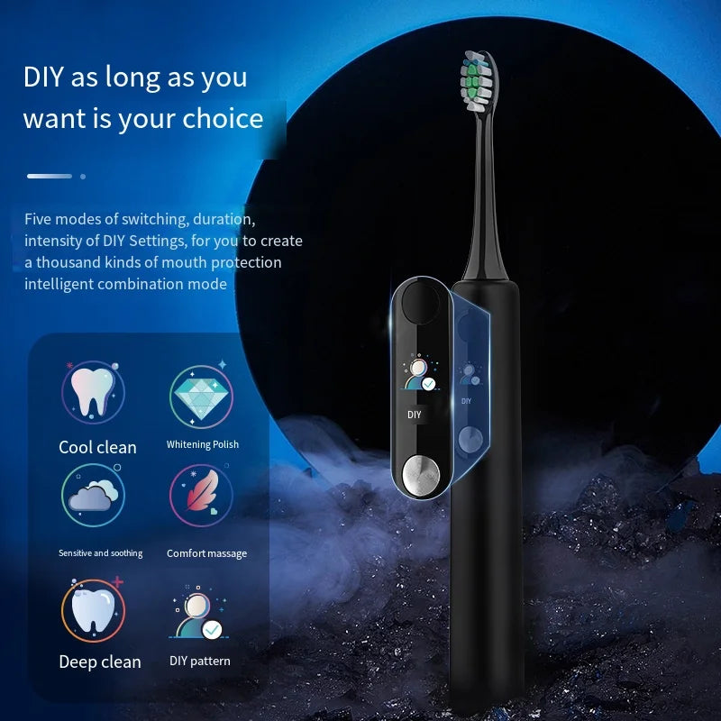 Magnetic Ultrasonic Electric Toothbrush – Smart Screen, Rechargeable & Waterproof